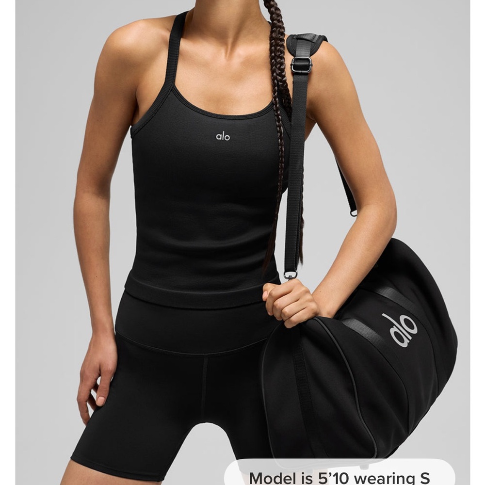 ALO Yoga Black Seamless Ribbed Bra Tank L